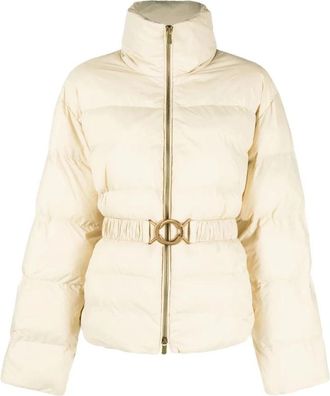 Pinko Iva Gewatteerde Jas - Dames - Winterjassen - Beige - M - Polyester - Jassen