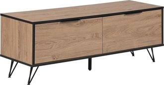 Beliani Beliani - Mueble Tv Madera Clara Negro 120 X 40 Cm Tablero De Part&iacute;culas 2 Estantes Halston