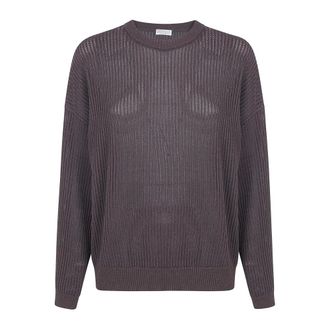 Brunello Cucinelli Truien & Vesten, Dames, Bruin, L, Katoen, Metalen Open Gebreide Trui