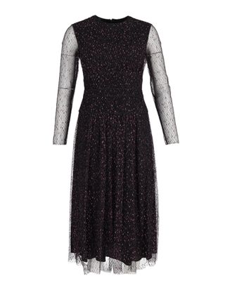Escada Escada midi-jurk met transparante mouwen in zwart polyester