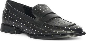SaintG Carol Stud Penny Loafer in Black at Nordstrom, Size 11Us