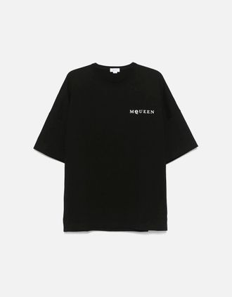 Alexander McQueen Alexander Mcqueen Mens Exploded Logo Over Fit T-shirt Black - Size: 36