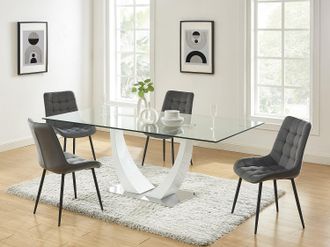 Vente-Unique Sedia imbottita in Velluto e Metallo Nero Grigio - Lotto di 2 - OLLUA