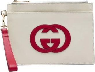 Gucci Pre-owned Vintage Clutch - Dames - Pre-owned - Wit - Maat: ONE Size Leer