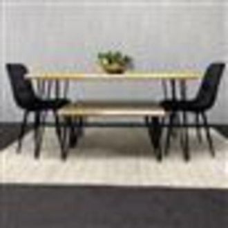Kosy Koala Modern Dining Table Set With 2 Black Velvet Chairs And 2 Benches Dining Room Furniture