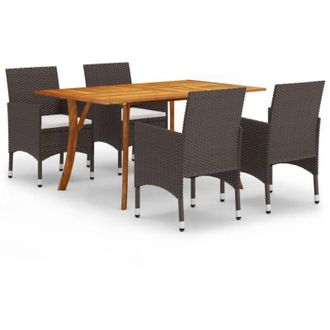 vidaXL Juego De Comedor Para Jard&iacute;n De 5 Piezas Marr&oacute;n Vidaxl