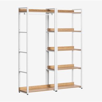 Sklum Armario Modular Abierto De 2 Piezas Con Perchero Y Estanter&iacute;a En Acero Y Madera Ariaster Sklum