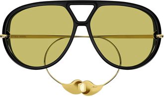 Bottega Veneta Sunglasses Bv1273 S 003 Drop Aviator Black/Yellow Unisex