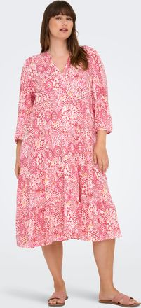 Only Carmakoma Tunikakleid ONLY CARMAKOMA CARMILANA 3/4 DRESS WVN NOOS, Damen, Gr. 42, N-Gr, cloud dancer aop:sikka graphic, Web, Obermaterial: 100% Viskose, bedruck