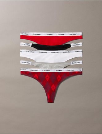 Calvin Klein Calvin Klein Womens Icon Logo 5-Pack Mixed Thong - Multi - XL