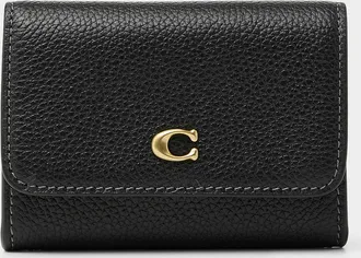 Coach Womens Gold logo pebbled leather card holder