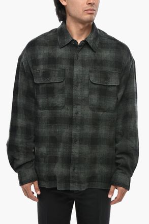 Palm Angels Overshirt a Quadri Plaid con Logo sul Retro Curved Palm Angels