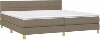 vidaXL Vidaxl - Cama Box Spring Con Colch&oacute;n Led Tela Gris Taupe 200x200 Cm