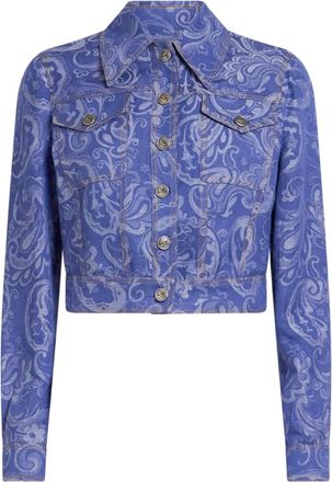 Etro paisley-jacquard denim jacket - women - Fabric - 42 - Blue