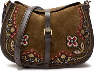 Etro Pony Embroidered Suede Cross-body bag - Brown - One Size