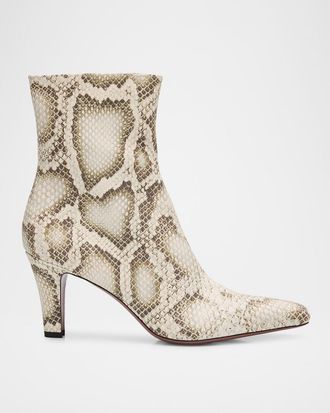 PARIS TEXAS Belle Snake-Embossed Leather Ankle Boots