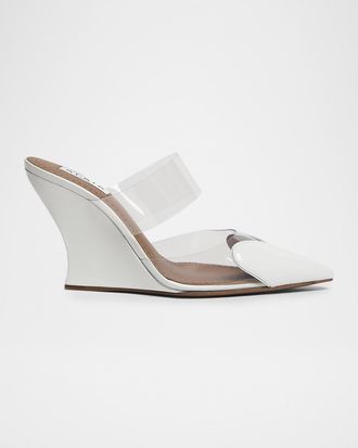 Alaia 90mm Coeur Heart Clear Wedge Mules