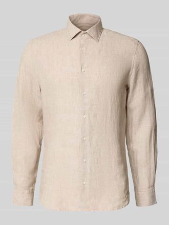 Seidensticker Slim Fit Business-Hemd aus Leinen mit Kentkragen in Sand, Gr&ouml;&szlig;e 38