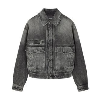 Versace Denim Jackets, male, Gray, Size: M Versace Coats