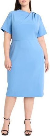 Maggy London Twist Neck Sheath Midi Dress in Blue Bonnet at Nordstrom Rack, Size 22W