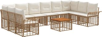 vidaXL Conjunto De Sof&aacute;s De Exterior 11 Uds. 10 Plaza Natural Y Crema Vidaxl