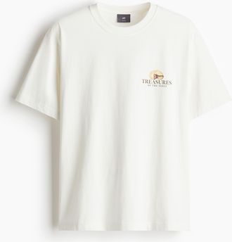 H&M Bedrucktes T-Shirt in Loose Fit - White