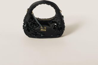Miu Miu Wander Embroidered Duchesse Mini-bag, Woman, Black