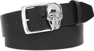 Philipp Plein skull-buckle leather belt - men - Calf Leather - 105 - Black