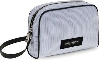 Dolce & Gabbana Mens Striped Poplin And Leather Handbag Multicolor Azzurro Handbags Hand Bags