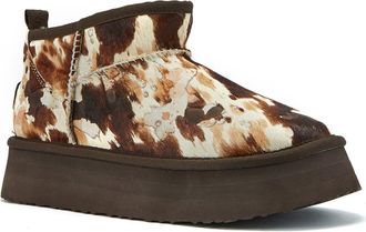 Australia Luxe Cosy Genuine Shearling & Calf Hair Ultra Platform Bootie in Splat at Nordstrom Rack, Size 9