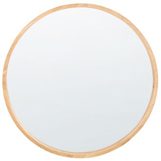 Beliani Espejo De Pared De Estilo Escandinavo Con Marco De Madera De Paulownia Decorativo Marr&oacute;n Claro Cazalis