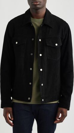 BOSS H-Mordo Suede Trucker Jacket in Black at Nordstrom, Size 44
