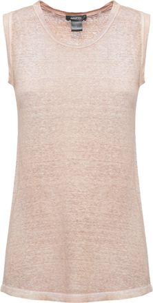 Avant Toi Brown Linen Round Neck Tank Top