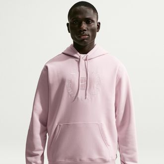 Nike Mens Court Heritage Dri-FIT French Terry Tennis Pullover Hoodie in Pink | HM6759-667