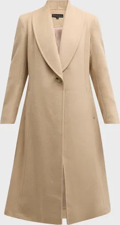 Sofiacashmere Shawl-Collar Camel Hair Princess Coat