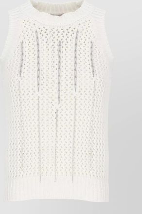 PESERICO sleeveless cotton top crew neck knit