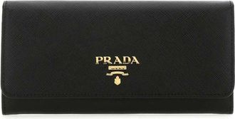 Prada large leather wallet - women - Calf Leather/Gold Plated Metal/Metal - One Size - Black
