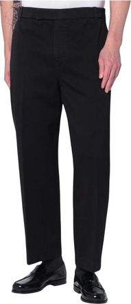 Thom Browne Slim-fit Trousers, male, Black, 2XL, Black Cotton Trousers