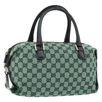 Gucci Pre-owned Handbags, female, Green, Size: ONE SIZE Pre-owned Canvas Handbag