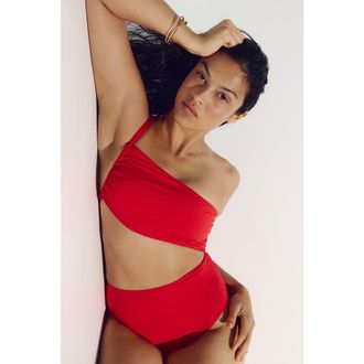 H&M One-shoulder Cut-out Swimsuit in Bright Red at Nordstrom, Size X-Small