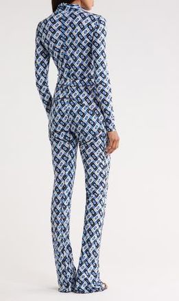 Diane Von F&uuml;rstenberg Jordana Long Sleeve Jumpsuit in Cane Link Blue at Nordstrom Rack, Size Small
