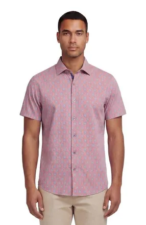 Lords of Harlech Mud Geo Mens Printed Button Up Shirt in Mud Geo Coral at Nordstrom, Size Xx-Large