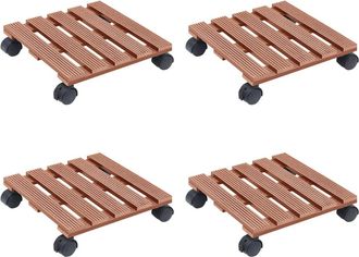 vidaXL Soportes Con Ruedas Para Plantas 4 Uds Marr&oacute;n Wpc 30x30x7,5 Cm Vidaxl