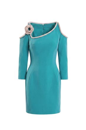 Saiid Kobeisy Blue Mini Dress with Crystal Embellishments