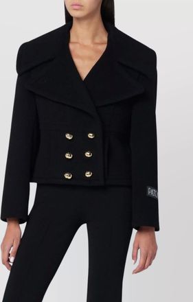Patou cropped double breasted coat with gold buttons