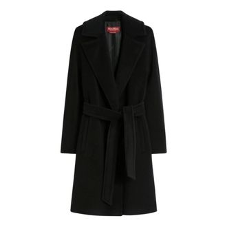 Max Mara Belted Coats, female, Black, Size: L Max Mara Studio Coats Black