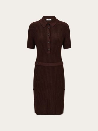 Ferragamo Women Knitted polo dress Brown