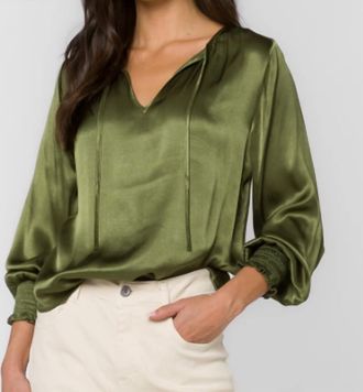 Velvet Heart Penny V Neck Blouse In Dried Thyme