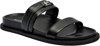 Michael Kors Mandy Flat Sandaal - Dames - Sandalen - Zwart - 36 EU - Leer - Schoenen