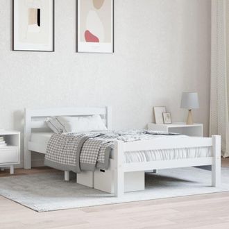 vidaXL Bed Frame without Mattress White Solid Pinewood 100x200 cm Vidaxl